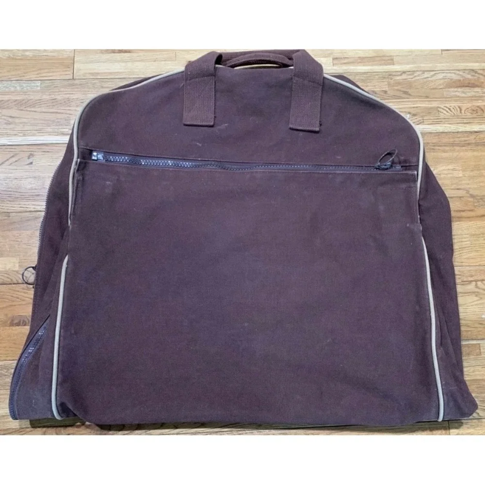 Lands End Square Rigger Garment Bag Brown Canvas Vintage Retro Travel Y2K 90s
